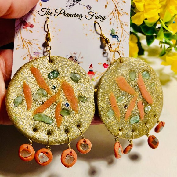New Never Worn Hand Made Citrine Dangle Earrings One of a Kind - Picture 1 of 1
